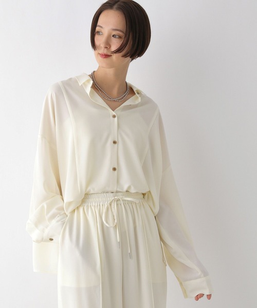 LEPSIM（レプシィム）の「マルチメリット切り替えシャツ　242755（シャツ/ブラウス・レディース・カーキ/アイボリー/ネイビー/ベージュ・FREE）」の10枚目の写真