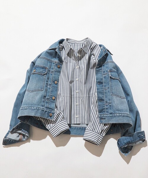 23区 S(ニジュウサンクチイサイサイズ)の「【Oggi3月号掲載/RED CARD TOKYO×23区】ショート丈 デニム ジャケット(デニムジャケット・レディース・ターコイズブルー系/ダルブルー系・34/32/30)」の7枚目の写真