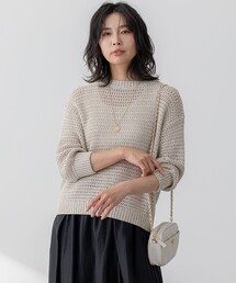 【洗える】スパングル ボートネック ニット