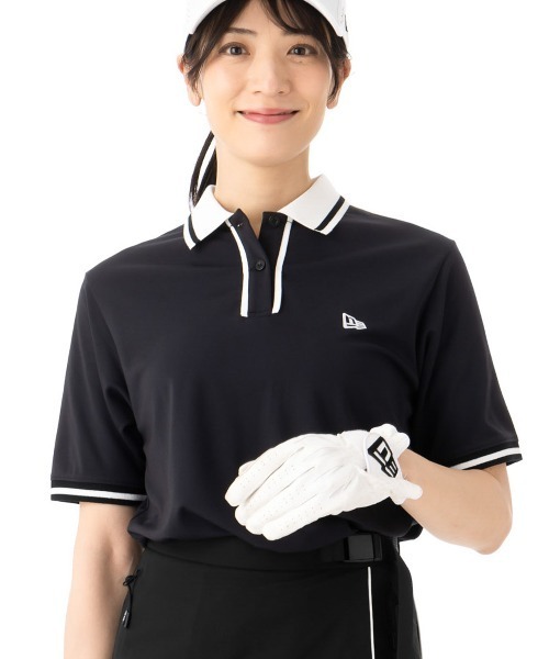 NEW ERA（ニューエラ）の「ニューエラレディースゴルフ 半袖ポロシャツ 吸汗速乾 UVカット（ポロシャツ・レディース・ブラック/ネイビー/ホワイト・L/S/M）」の2枚目の写真