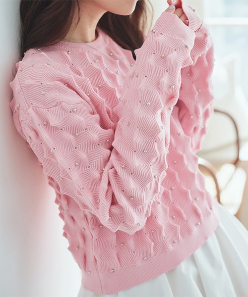 スタッズ付きポコポコニットトップス（ニット/セーター）｜KOBE