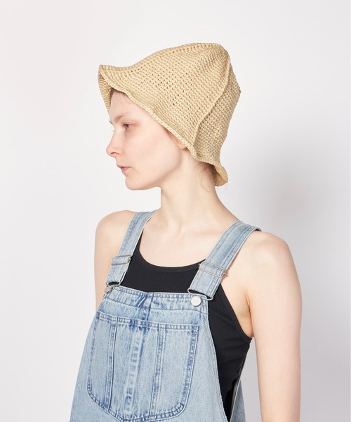 KIJIMA TAKAYUKI（キジマ　タカユキ）の「KIJIMA TAKAYUKI-women POLY HAND KNIT TULIP HAT（ハット・レディース・ベージュ/ブラック・FREE）」の2枚目の写真