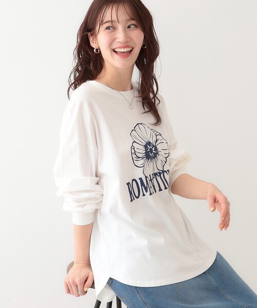 Cutie Blonde（キューティーブロンド）の「【洗える】1枚でもレイヤードでも 選べる5柄 BIGロンT（Tシャツ/カットソー・レディース・チャコールグレー/ホワイト系1/ホワイト系4/ブラック系4/ブルー系5/グレー系その他3・01/02/03/04）」の3枚目の写真