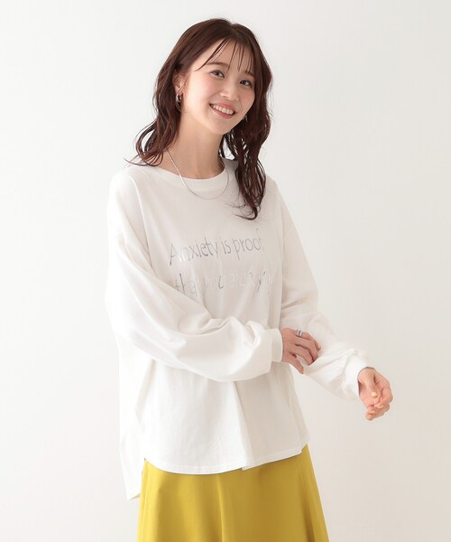 Cutie Blonde（キューティーブロンド）の「【洗える】1枚でもレイヤードでも 選べる5柄 BIGロンT（Tシャツ/カットソー・レディース・チャコールグレー/ホワイト系1/ホワイト系4/ブラック系4/ブルー系5/グレー系その他3・01/02/03/04）」の7枚目の写真