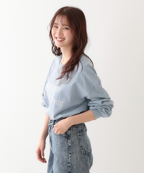 Cutie Blonde（キューティーブロンド）の「【洗える】1枚でもレイヤードでも 選べる5柄 BIGロンT（Tシャツ/カットソー・レディース・チャコールグレー/ホワイト系1/ホワイト系4/ブラック系4/ブルー系5/グレー系その他3・01/02/03/04）」の12枚目の写真