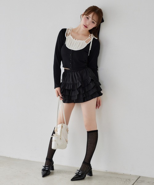 one after another NICE CLAUP(ワンアフターアナザーナイスクラップ)の「ドッキングトップス(Tシャツ/カットソー・レディース・オフホワイト/ネイビー/ブラック/サックスブルー・FREE)」の5枚目の写真