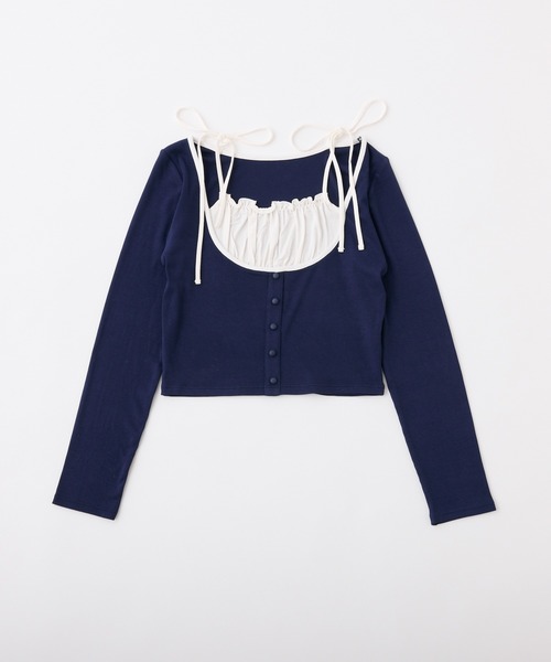 one after another NICE CLAUP(ワンアフターアナザーナイスクラップ)の「ドッキングトップス(Tシャツ/カットソー・レディース・オフホワイト/ネイビー/ブラック/サックスブルー・FREE)」の16枚目の写真