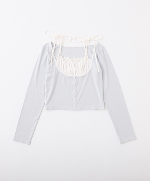 one after another NICE CLAUP(ワンアフターアナザーナイスクラップ)の「ドッキングトップス(Tシャツ/カットソー・レディース・オフホワイト/ネイビー/ブラック/サックスブルー・FREE)」の17枚目の写真