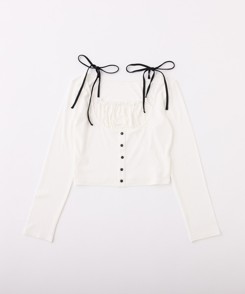 one after another NICE CLAUP(ワンアフターアナザーナイスクラップ)の「ドッキングトップス(Tシャツ/カットソー・レディース・オフホワイト/ネイビー/ブラック/サックスブルー・FREE)」の18枚目の写真