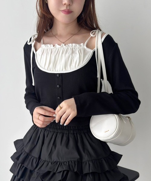 one after another NICE CLAUP(ワンアフターアナザーナイスクラップ)の「ドッキングトップス(Tシャツ/カットソー・レディース・オフホワイト/ネイビー/ブラック/サックスブルー・FREE)」の20枚目の写真