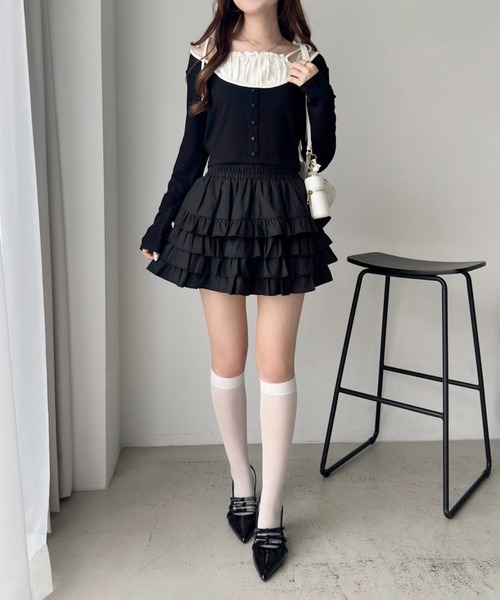 one after another NICE CLAUP(ワンアフターアナザーナイスクラップ)の「ドッキングトップス(Tシャツ/カットソー・レディース・オフホワイト/ネイビー/ブラック/サックスブルー・FREE)」の22枚目の写真