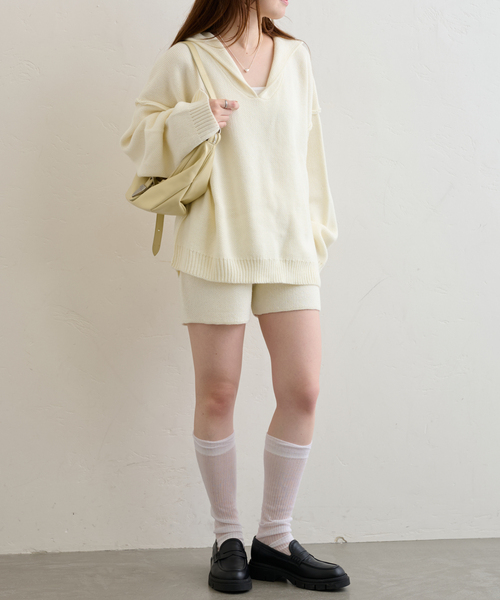 U by SPICK&SPAN(ユーバイスピックアンドスパン)の「ニットショートパンツ(その他パンツ・レディース・アイボリー/ネイビー・FREE)」の5枚目の写真
