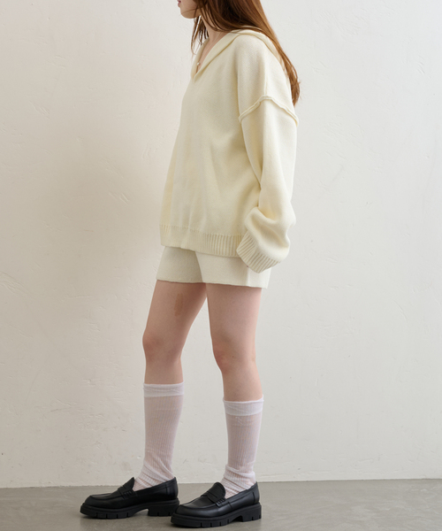 U by SPICK&SPAN(ユーバイスピックアンドスパン)の「ニットショートパンツ(その他パンツ・レディース・アイボリー/ネイビー・FREE)」の7枚目の写真