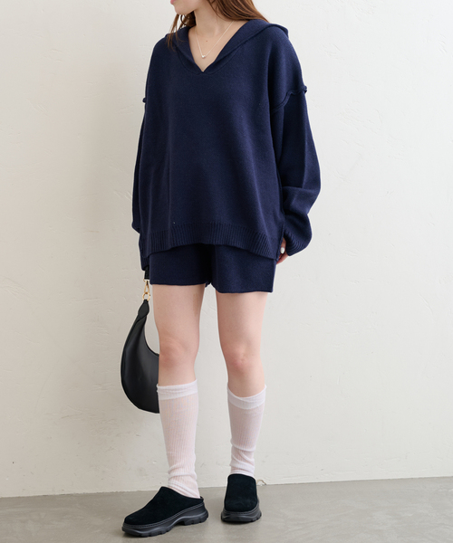 U by SPICK&SPAN(ユーバイスピックアンドスパン)の「ニットショートパンツ(その他パンツ・レディース・アイボリー/ネイビー・FREE)」の13枚目の写真