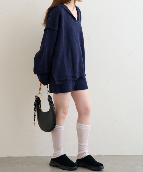 U by SPICK&SPAN(ユーバイスピックアンドスパン)の「ニットショートパンツ(その他パンツ・レディース・アイボリー/ネイビー・FREE)」の14枚目の写真