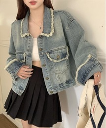 WEGO | WEGO/フリンジラインショートデニムジャケット(デニムジャケット)