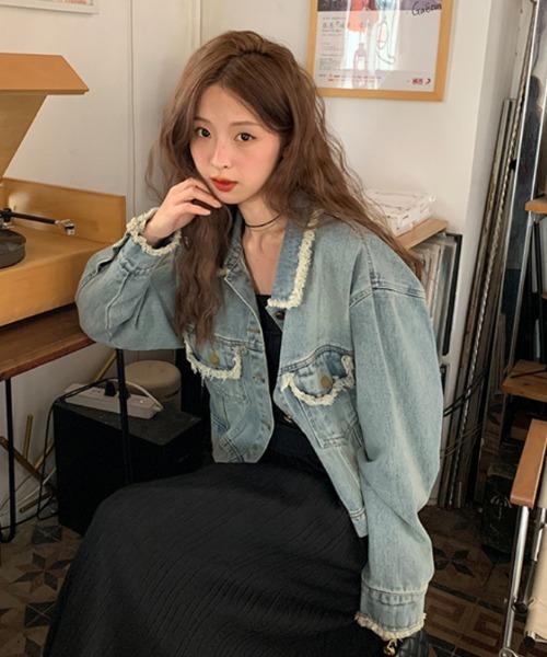 WEGO（ウィゴー）の「WEGO/フリンジラインショートデニムジャケット（デニムジャケット・レディース・ブルー・MEDIUM/LARGE）」の9枚目の写真