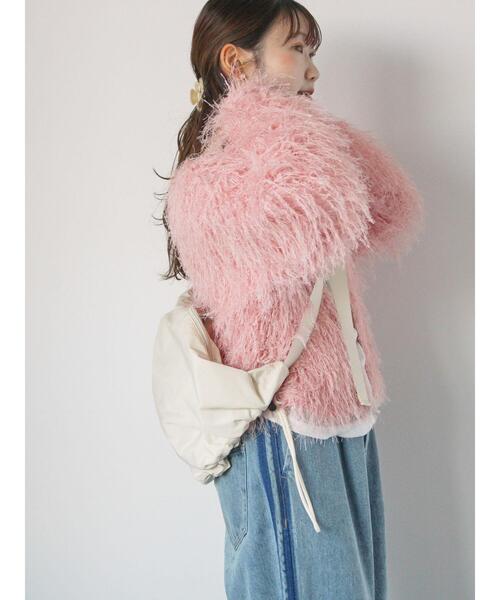 ehka sopo（エヘカソポ）の「シャギークルーカーディガン（カーディガン/ボレロ・レディース・キナリ/イエロー/ピンク/サックスブルー・F）」の7枚目の写真