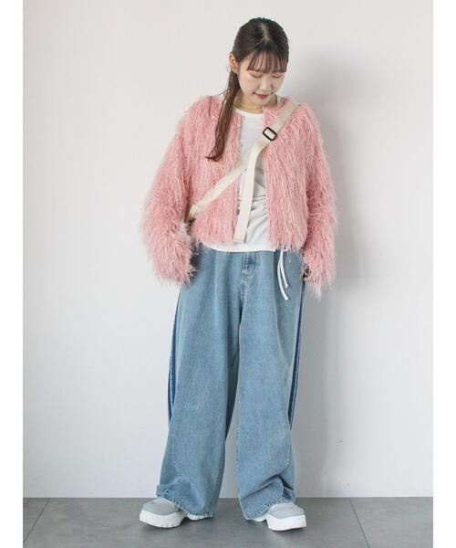 ehka sopo（エヘカソポ）の「シャギークルーカーディガン（カーディガン/ボレロ・レディース・キナリ/イエロー/ピンク/サックスブルー・F）」の9枚目の写真