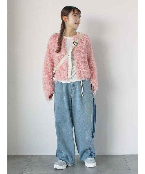 ehka sopo（エヘカソポ）の「シャギークルーカーディガン（カーディガン/ボレロ・レディース・キナリ/イエロー/ピンク/サックスブルー・F）」の10枚目の写真