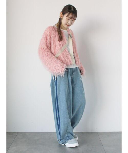 ehka sopo（エヘカソポ）の「シャギークルーカーディガン（カーディガン/ボレロ・レディース・キナリ/イエロー/ピンク/サックスブルー・F）」の11枚目の写真