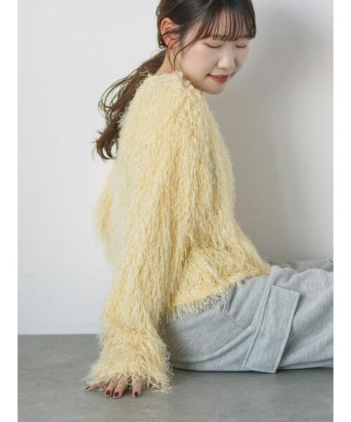 ehka sopo（エヘカソポ）の「シャギークルーカーディガン（カーディガン/ボレロ・レディース・キナリ/イエロー/ピンク/サックスブルー・F）」の14枚目の写真