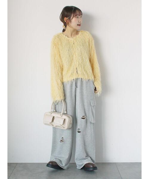 ehka sopo（エヘカソポ）の「シャギークルーカーディガン（カーディガン/ボレロ・レディース・キナリ/イエロー/ピンク/サックスブルー・F）」の16枚目の写真