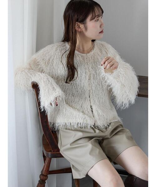 ehka sopo（エヘカソポ）の「シャギークルーカーディガン（カーディガン/ボレロ・レディース・キナリ/イエロー/ピンク/サックスブルー・F）」の20枚目の写真