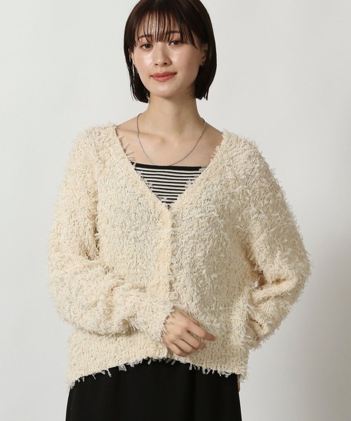 LAKOLE（ラコレ）の「チュールヤーンニットカーディガン / 322599（カーディガン/ボレロ・レディース・イエロー/グレー/アイボリー・FREE）」の3枚目の写真