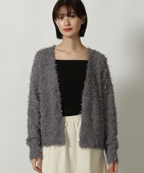 LAKOLE（ラコレ）の「チュールヤーンニットカーディガン / 322599（カーディガン/ボレロ・レディース・イエロー/グレー/アイボリー・FREE）」の2枚目の写真