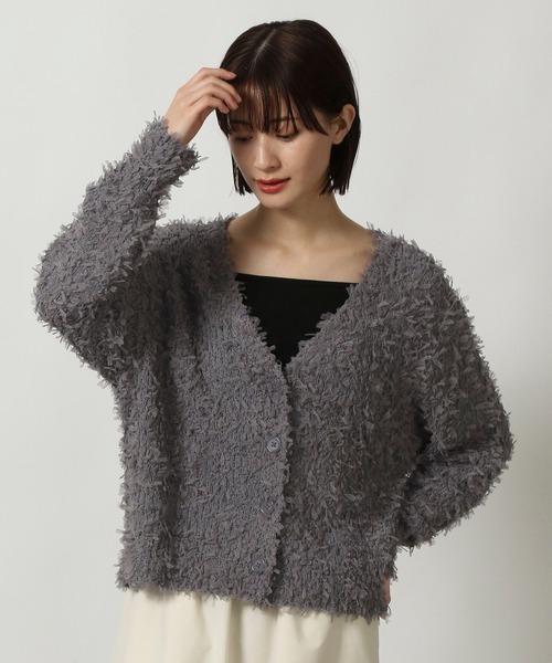 LAKOLE（ラコレ）の「チュールヤーンニットカーディガン / 322599（カーディガン/ボレロ・レディース・イエロー/グレー/アイボリー・FREE）」の7枚目の写真