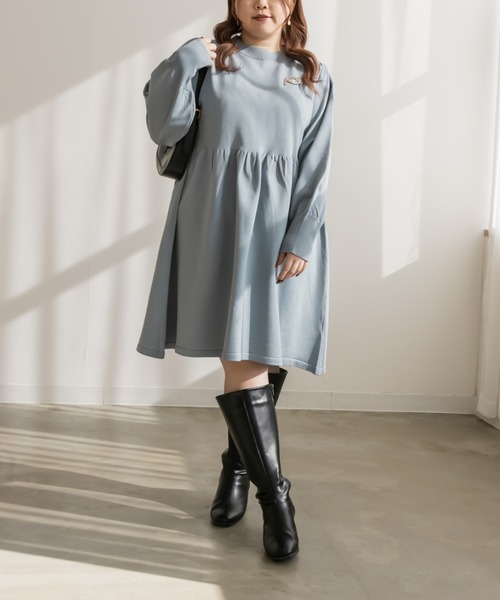 CLETTE（クレット）の「ブローチ付きニットミニワンピース（ワンピース・レディース・ブラック/チャコールグレー/ピンク/ブルー・LL/4L/3L）」の18枚目の写真