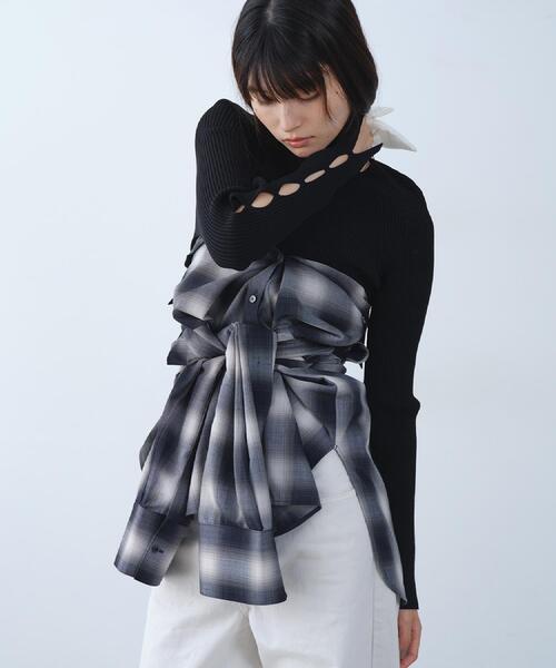 CODE A（コードエー）の「hole sleeve knit（ニット/セーター・レディース・ホワイト/ブラック系2/ブラック・00）」の12枚目の写真