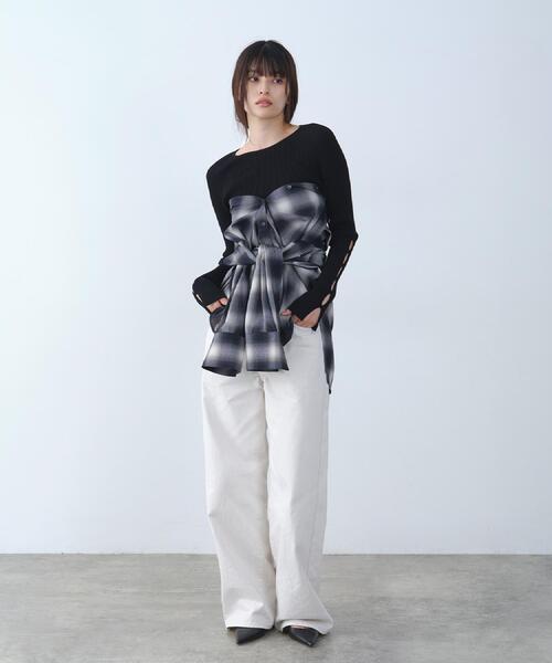 CODE A（コードエー）の「hole sleeve knit（ニット/セーター・レディース・ホワイト/ブラック系2/ブラック・00）」の13枚目の写真