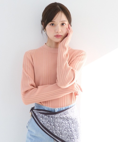 Andemiu（アンデミュウ）の「スカーフツキプチハイニット326043（ニット/セーター・レディース・オフホワイト/ブラック/モカ/コーラル・FREE）」の4枚目の写真