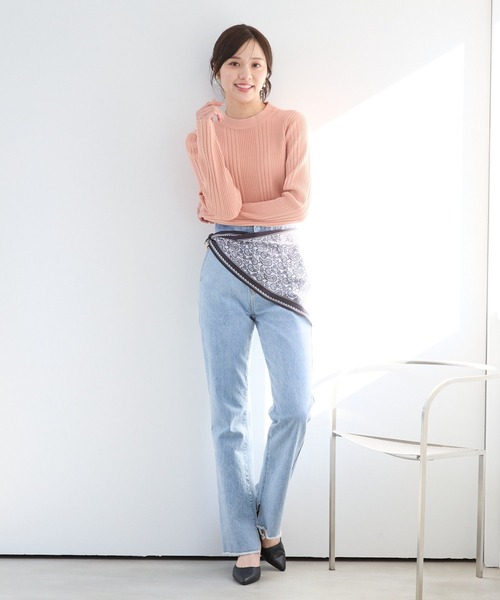 Andemiu（アンデミュウ）の「スカーフツキプチハイニット326043（ニット/セーター・レディース・オフホワイト/ブラック/モカ/コーラル・FREE）」の21枚目の写真