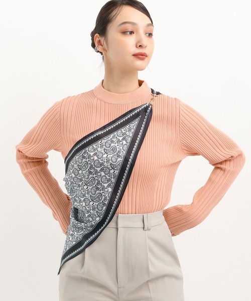 Andemiu（アンデミュウ）の「スカーフツキプチハイニット326043（ニット/セーター・レディース・オフホワイト/ブラック/モカ/コーラル・FREE）」の10枚目の写真