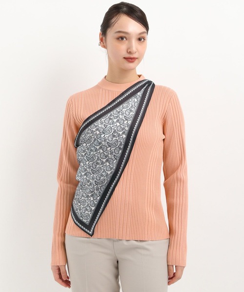 Andemiu（アンデミュウ）の「スカーフツキプチハイニット326043（ニット/セーター・レディース・オフホワイト/ブラック/モカ/コーラル・FREE）」の8枚目の写真