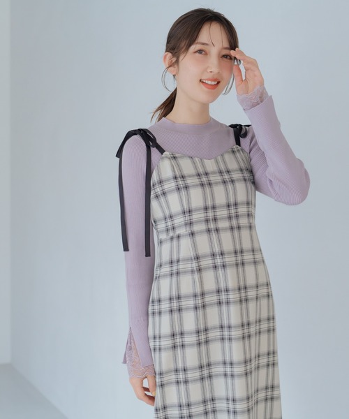 MISCH MASCH(ミッシュマッシュ)の「裾レースキャミワンピース(ワンピース・レディース・ブラック×ホワイト/ホワイト×ブラック・フリ-)」の6枚目の写真