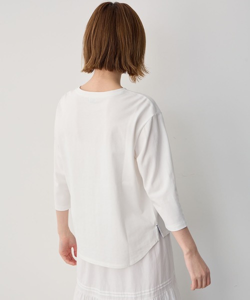 Petit Honfleur(プチオンフルール)の「2025春夏【接触冷感・UVカット】オーガニックコットンロゴTシャツ(Tシャツ/カットソー・レディース・ネイビー/ホワイト/グリーン・M/L)」の7枚目の写真