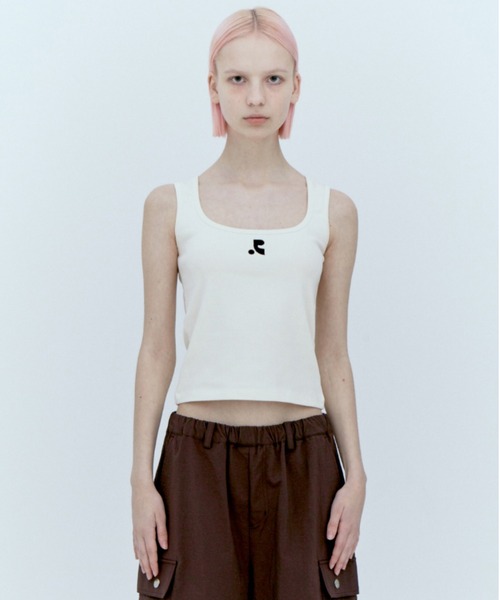 Rest&Recreation（レストアンドレクリエーション）の「Rest&Recreation/レストアンドレクリエーション WIDE U-NECK TANK TOP Uネックタンクトップ（タンクトップ・レディース・クリーム/カーキ/ブラック/ピンク/ブラウン・FREE）」の4枚目の写真