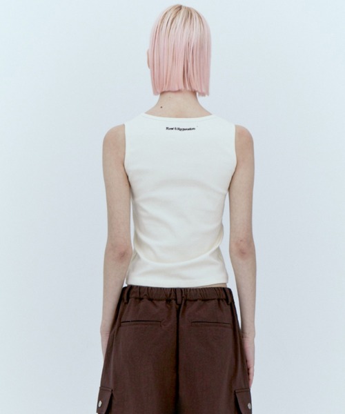 Rest&Recreation（レストアンドレクリエーション）の「Rest&Recreation/レストアンドレクリエーション WIDE U-NECK TANK TOP Uネックタンクトップ（タンクトップ・レディース・クリーム/カーキ/ブラック/ピンク/ブラウン・FREE）」の14枚目の写真