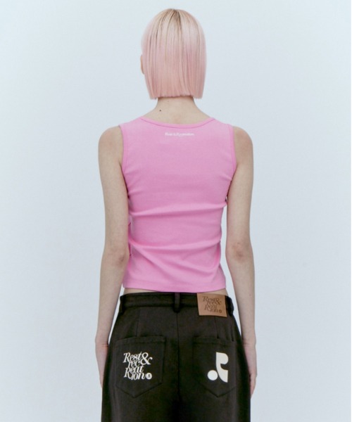 rest&recreation WIDE U-NECK タンクトップ　ブラック Rest&Recreation/WIDE U-NECK TANK TOP｜Daytona Park(FREAK'S