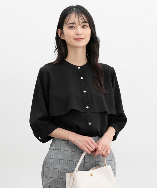 Honeys（ハニーズ）の「６分袖ケープ風ブラウス（シャツ/ブラウス・レディース・スモーキーグリーン系/オレンジ/ブラック/ホワイト/ライトグレー・LL/3L/S/M/L）」の14枚目の写真