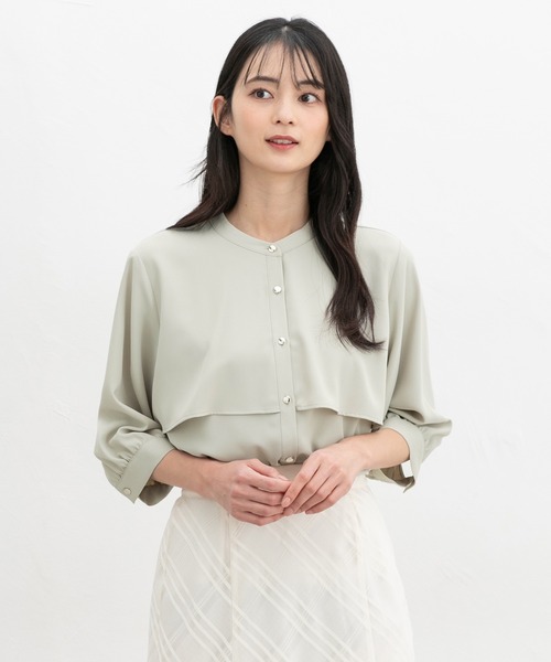 Honeys（ハニーズ）の「６分袖ケープ風ブラウス（シャツ/ブラウス・レディース・スモーキーグリーン系/オレンジ/ブラック/ホワイト/ライトグレー・LL/3L/S/M/L）」の16枚目の写真