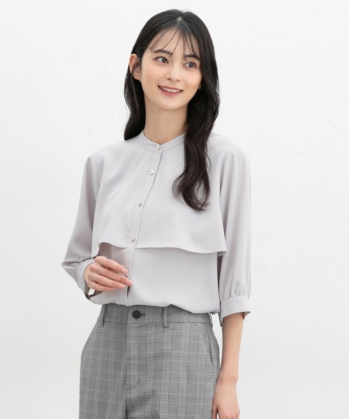 Honeys（ハニーズ）の「６分袖ケープ風ブラウス（シャツ/ブラウス・レディース・スモーキーグリーン系/オレンジ/ブラック/ホワイト/ライトグレー・LL/3L/S/M/L）」の18枚目の写真