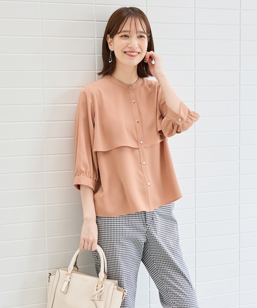 Honeys（ハニーズ）の「６分袖ケープ風ブラウス（シャツ/ブラウス・レディース・スモーキーグリーン系/オレンジ/ブラック/ホワイト/ライトグレー・LL/3L/S/M/L）」の20枚目の写真