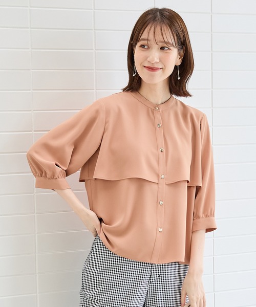 Honeys（ハニーズ）の「６分袖ケープ風ブラウス（シャツ/ブラウス・レディース・スモーキーグリーン系/オレンジ/ブラック/ホワイト/ライトグレー・LL/3L/S/M/L）」の22枚目の写真