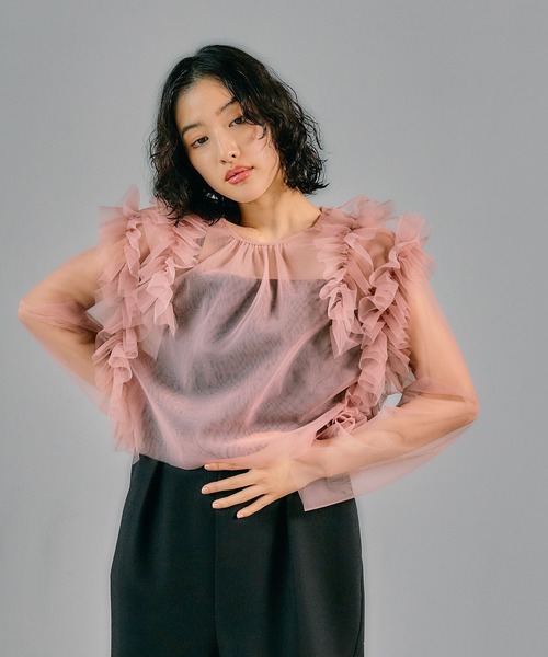 LEPSIM（レプシィム）の「【結婚式／オケージョン】フリルデザインプルオーバー　322943（シャツ/ブラウス・レディース・ブラック/チャコールグレー/ピンク・FREE）」の16枚目の写真