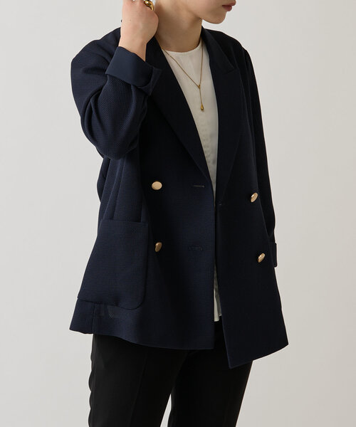 LIVETART（リヴェタート）の「《LIVETART》ボンディングメッシュジャケット（テーラードジャケット・レディース・ネイビー・FREE）」の8枚目の写真